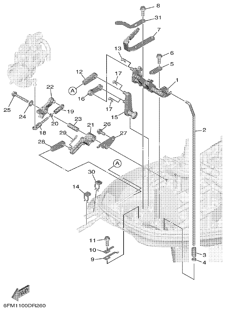 Yamaha F25G CONTROL 2 parts diagram